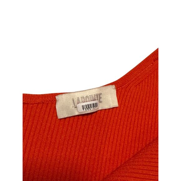 LAPOINTE One Shoulder Rib Knit Orange Midi Designer Dress XS Wedding Vacation - Picture 4 of 10